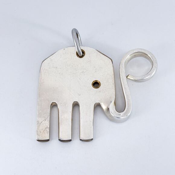 Vintage Silver-Tone Ele-fork Elephant Silverware Jewelry Pendant - Picture 2 of 6